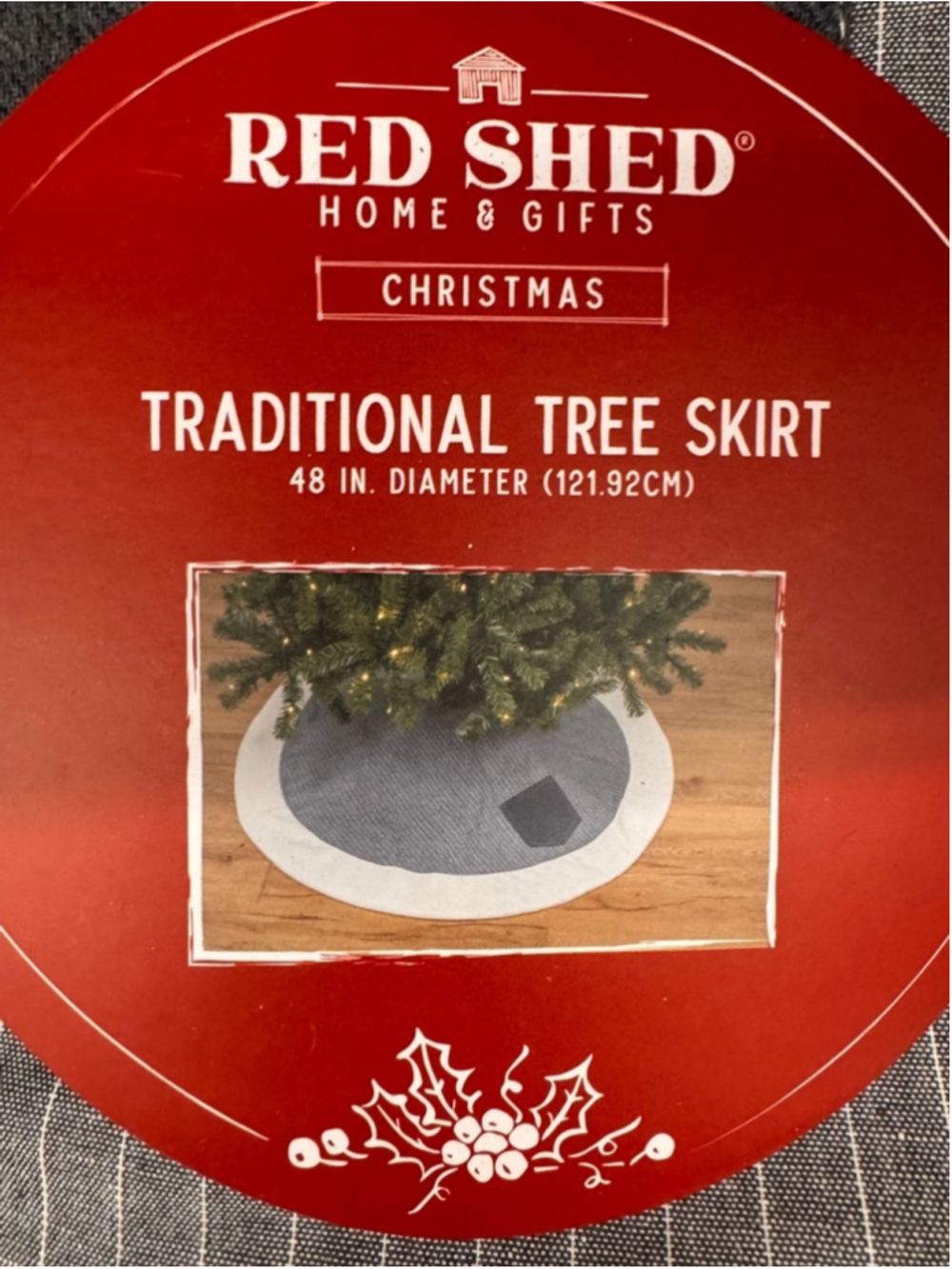 Christmas tree working tree skirt gray white stripe - Picture 2 of 4